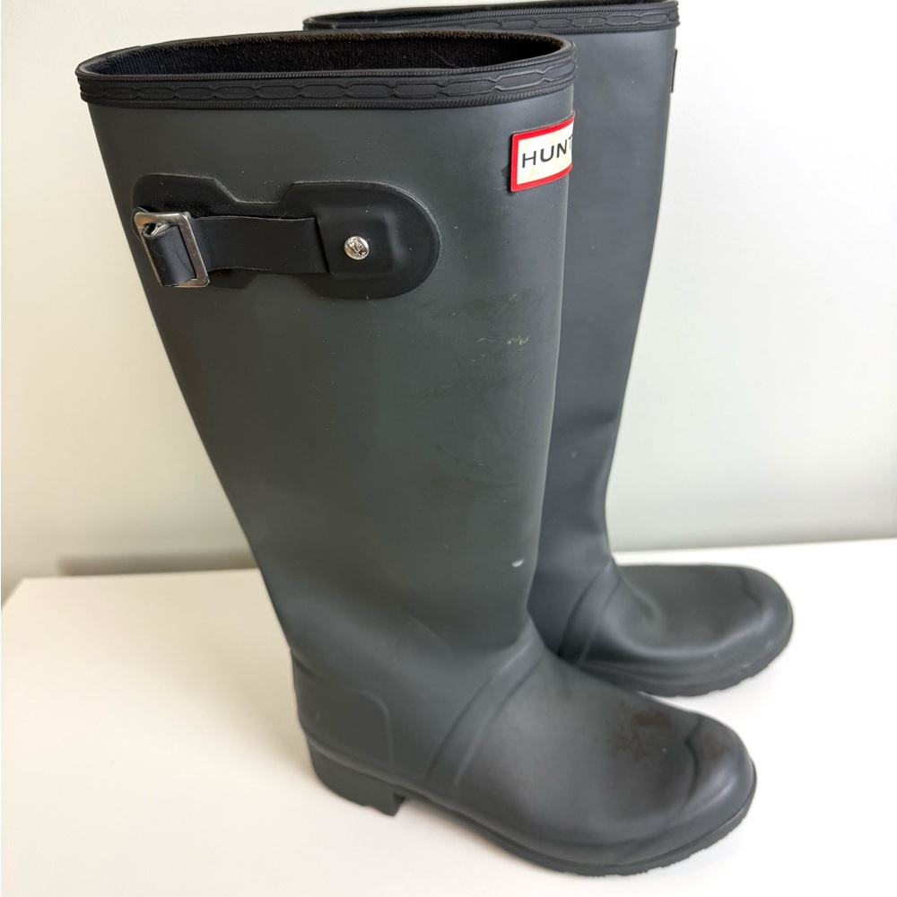 HUNTER Matte Black Boots size 6 - Picture 3 of 16